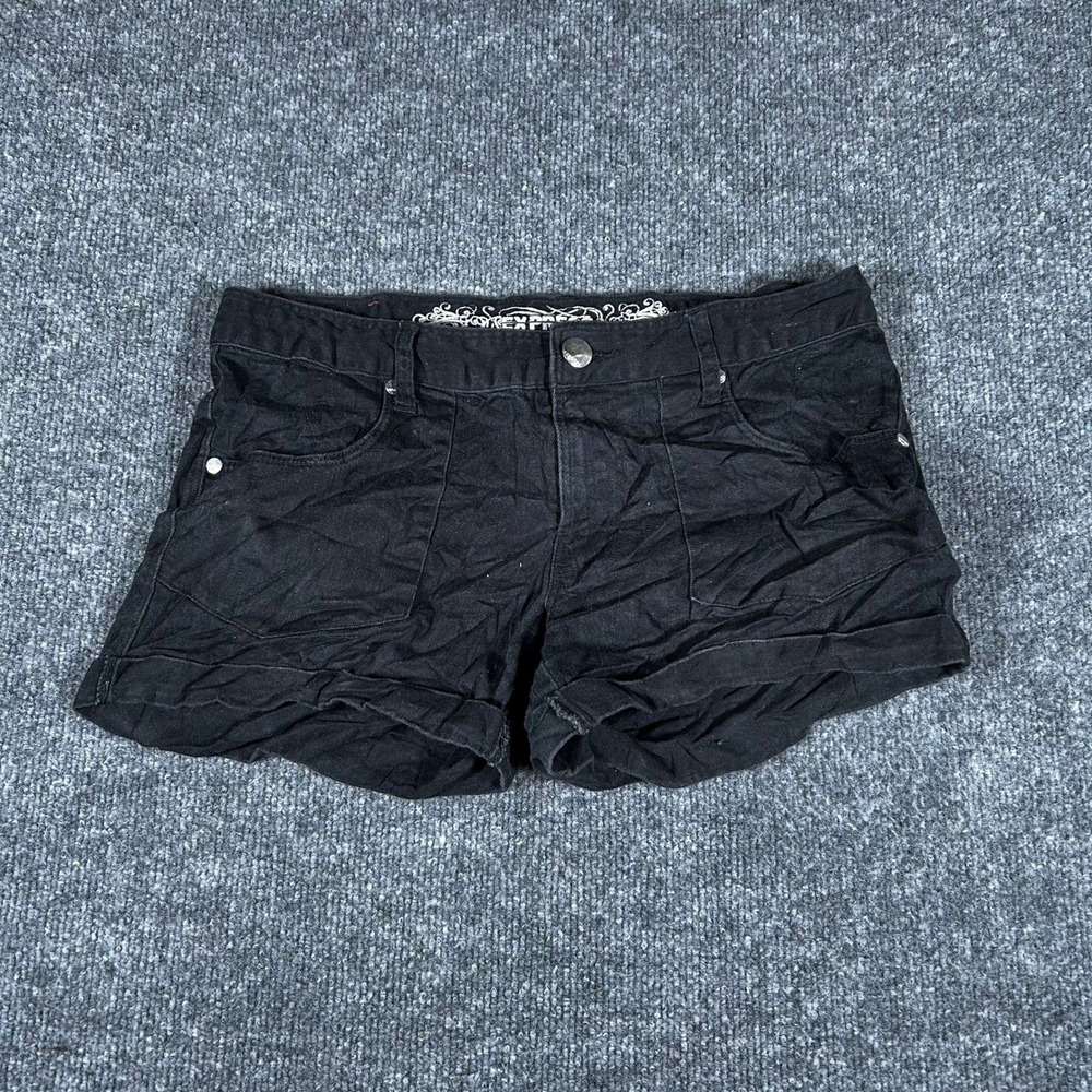 Express Shorts Womens Size 2 Black Denim Stretch Cuffed Casual Summer 5-Pocket